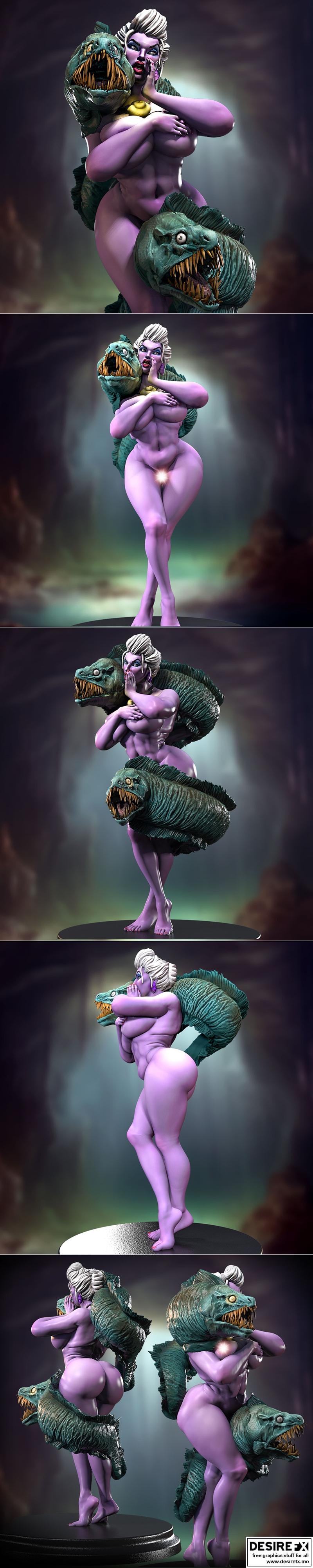 Siryll与Ursula的Pinup风格3D打印模型（含审核通过与未审核版本）|Siryll – Ursula – Pinup – Censored and Uncensored V – 3D Print Model STL