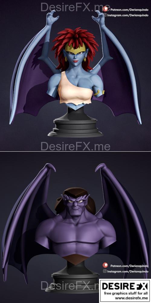 哥特龙：德摩娜与戈利亚特 3D打印模型|Gargoyles – Demona and Goliath v02 – 3D Print Model STL