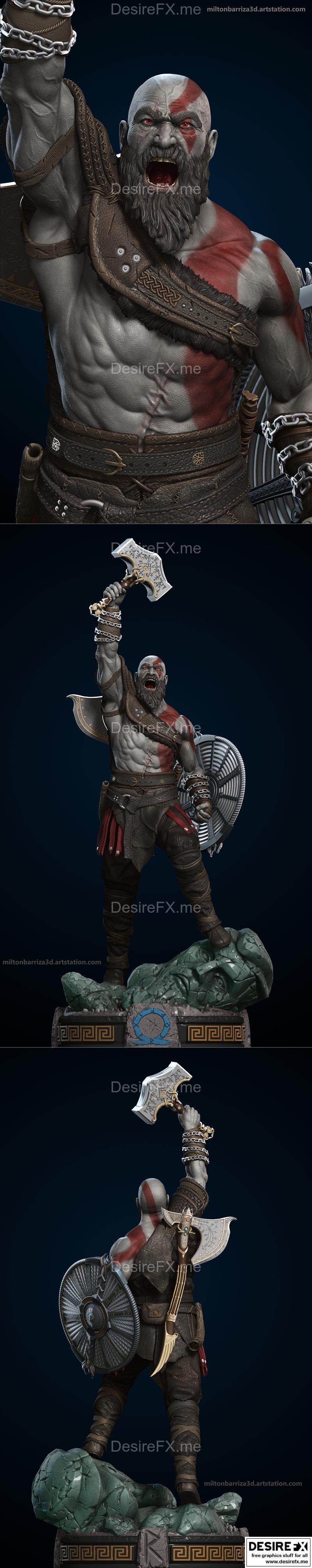 米洛·巴里扎创作的《克雷多斯》3D打印模型|Kratos by Milton Barriza – 3D Print Model STL