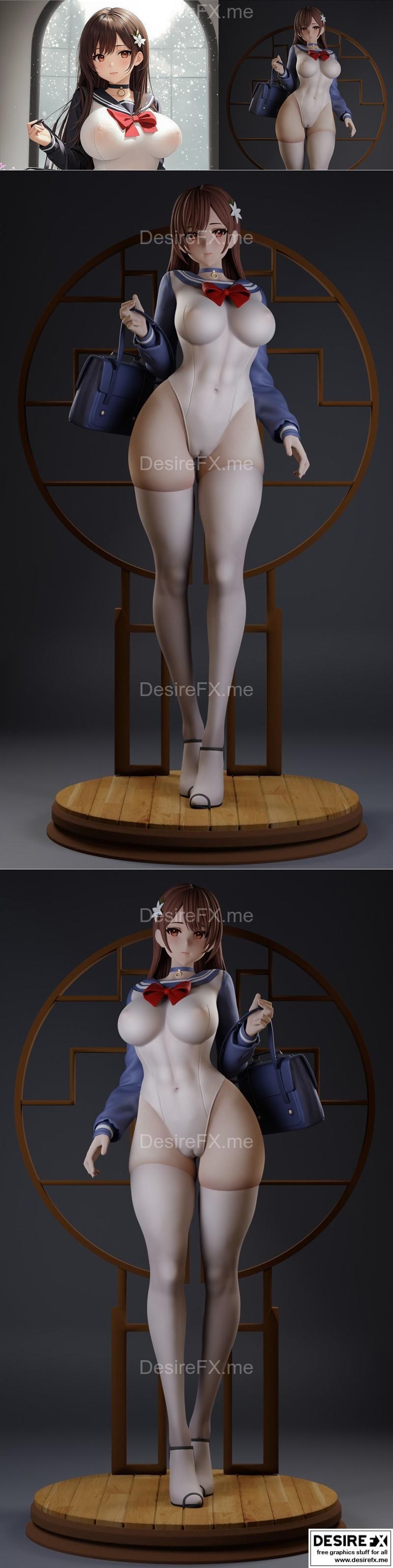 3D打印少女动漫模型|Sexy School Girl – 3D Print Model STL
