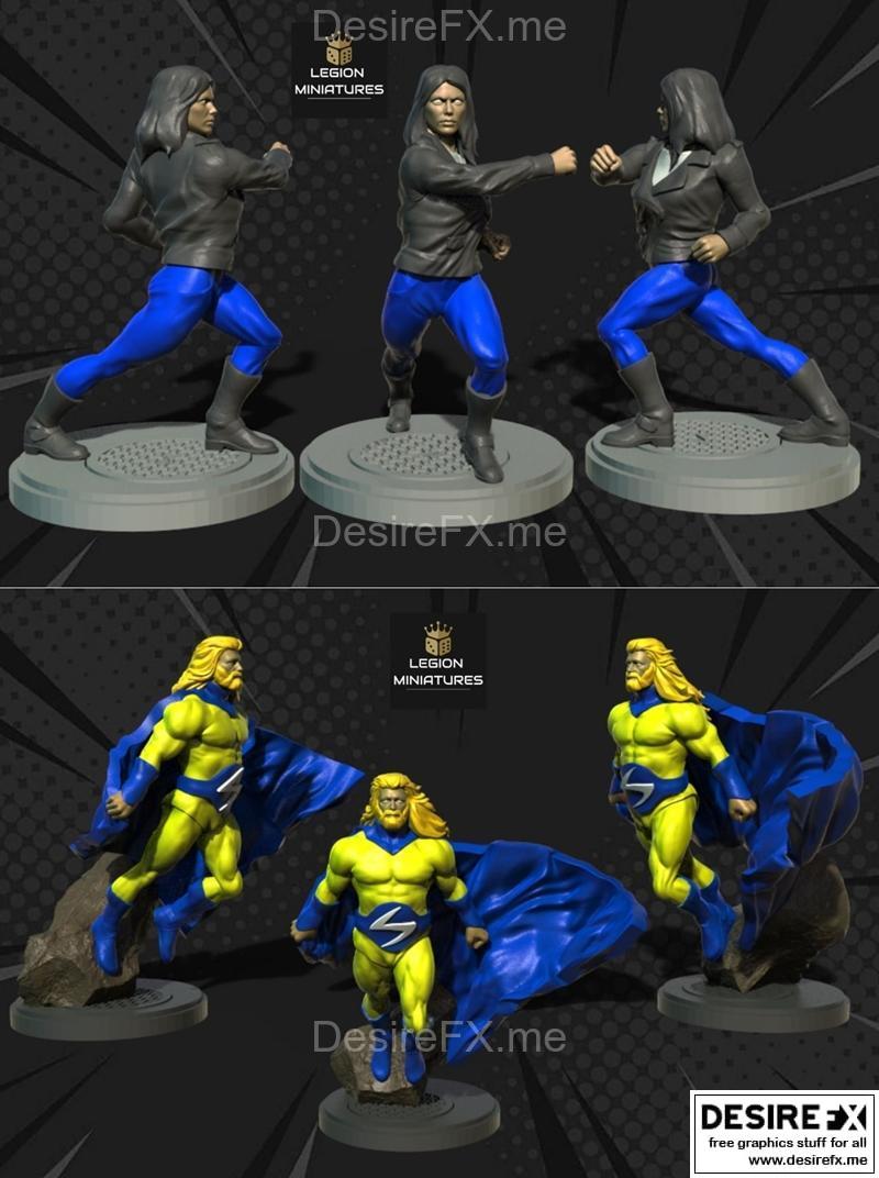 legion miniatures 3d打印模型 艾莉森·琼斯与哨兵|Jessica jones and Sentry by Legion Miniatures – 3D Print Model STL
