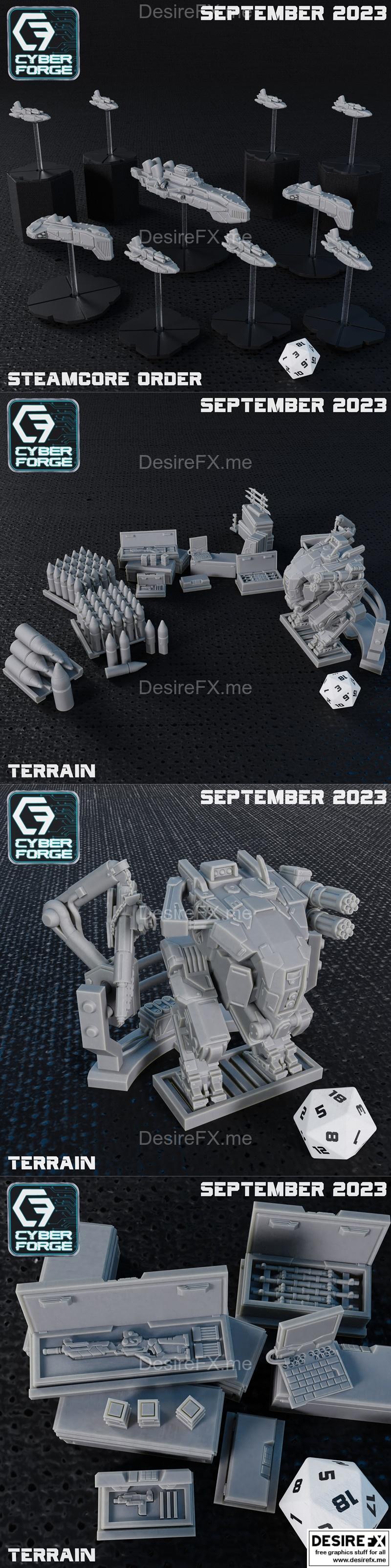 Cyber Forge《Hyperfront》蒸汽朋克秩序与地形 3D打印模型|Cyber Forge – Hyperfront – Steamcore Order and Terrain – 3D Print Model STL
