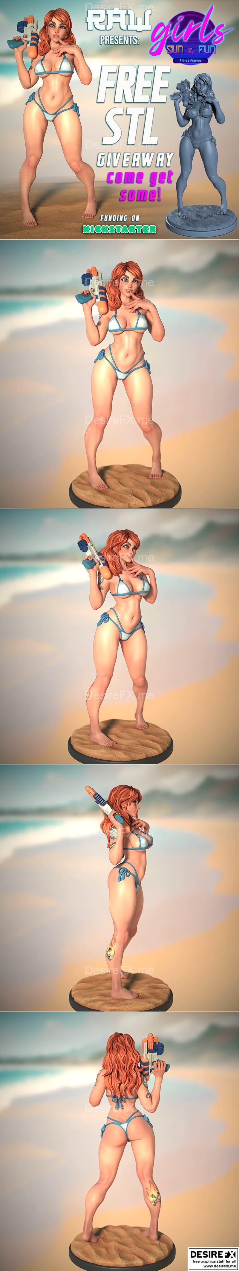 Ronin艺术工作坊 - 水枪少女3D打印模型|Ronin Arts Workshop – Beatrix With Water Gun X – 3D Print Model STL