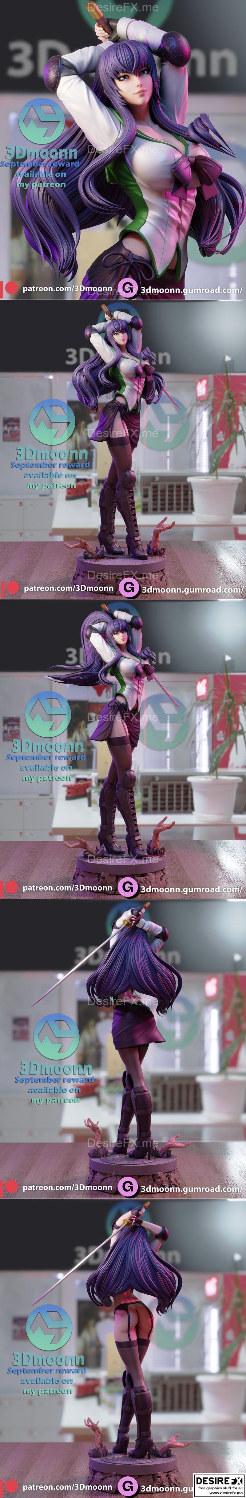 3D打印模型：Saeko Busujima角色精细复刻|3Dmoonn – Saeko Busujima – 3D Print Model STL