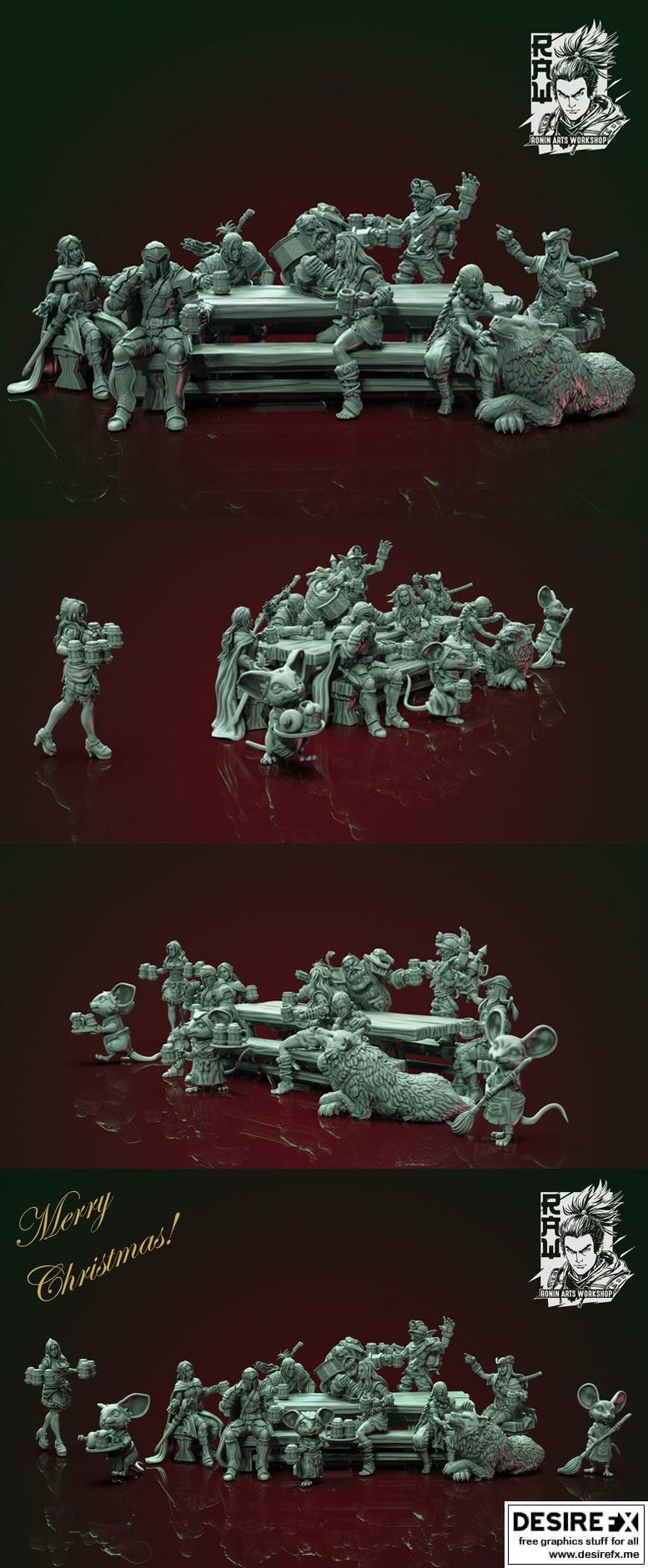 Ronin Arts - 英雄骑士出战场景 3D打印模型|Ronin Arts – Heros Knight Out Pub 3D Print Scene