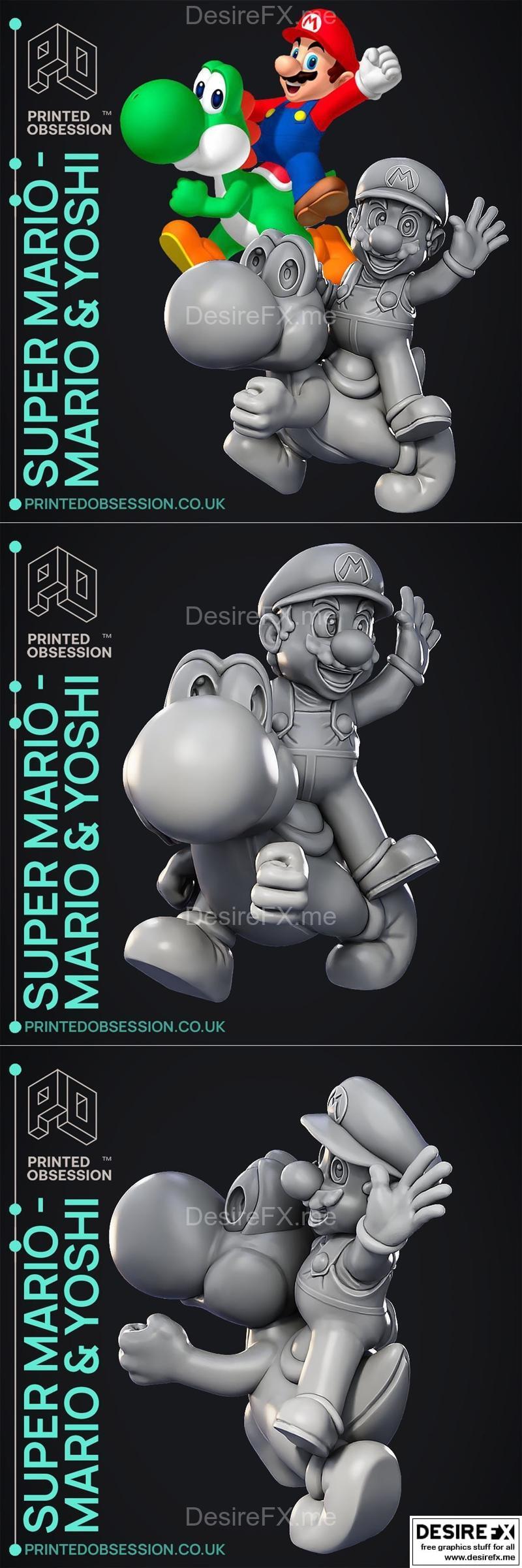 超级马里奥兄弟 3D打印模型 马里奥与小黄鸭|Mario and Yoshi – Super Mario Bros – Fan Art – 3D Print Model STL