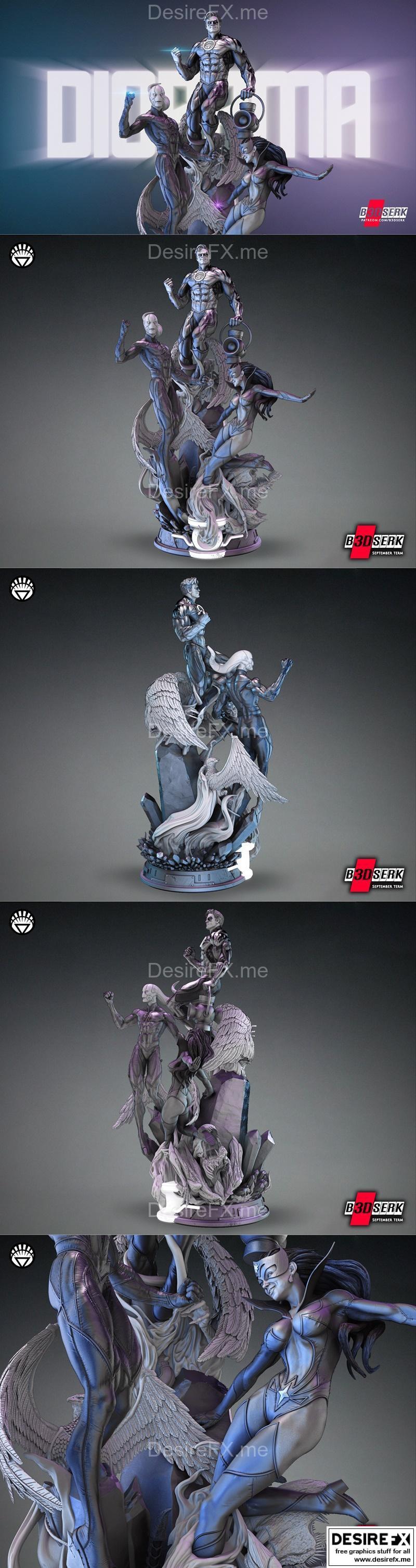 B3DSERK – 灯笼场景完整模型及底座 - 3D打印模型|B3DSERK – Lanterns Diorama Complete and Base – 3D Print Model STL