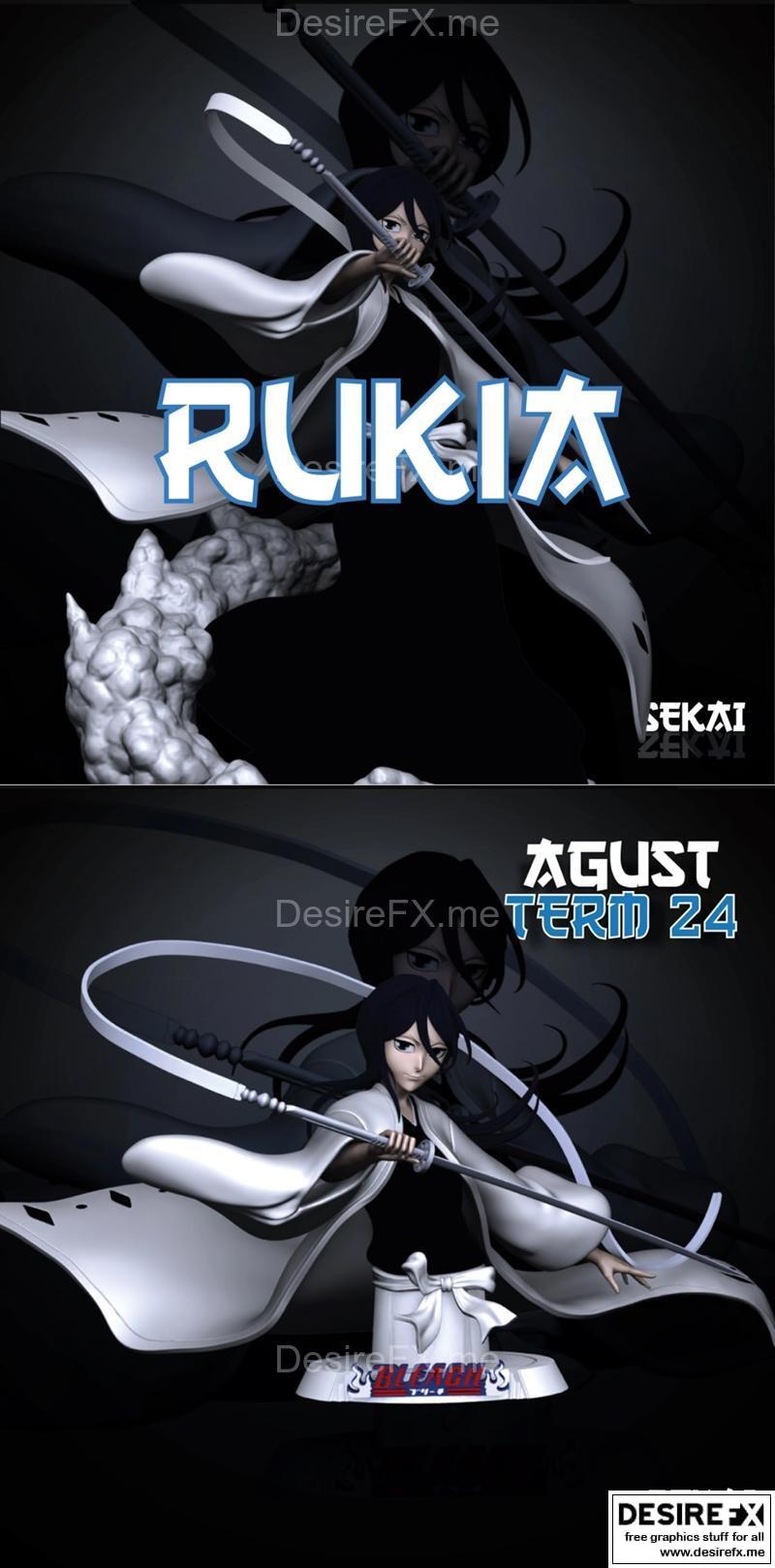 魂界·朽木露琪亚 3D打印雕塑模型|Sekai – Rukia Sculpture and Bust – 3D Print Model STL
