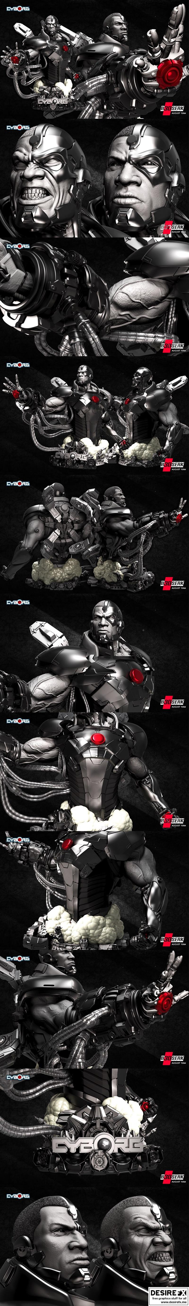 B3DSERK工作室出品：维克多·斯通（Cyborg）3D打印头像模型|B3DSERK Studio – Cyborg – Victor Stone – DC Comics – 3D Print Bust
