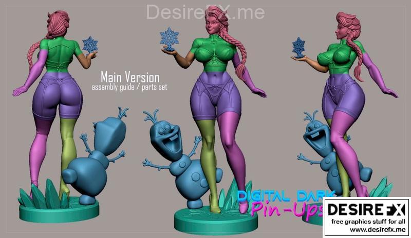 数字暗黑风格3D打印模型：艾尔莎|Digital Dark Pin-Ups – Elsa – 3D Print Model STL