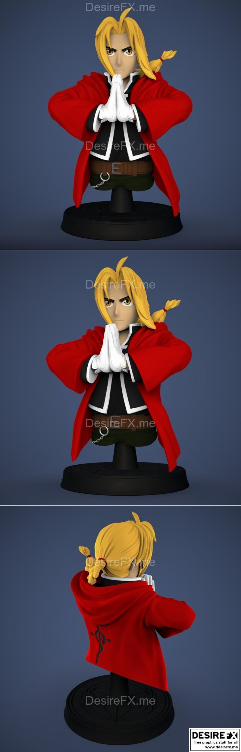 3D打印模型：《钢之炼金术师》艾德·艾尔利克造型|Edward Elric Bust – 3D Print Model STL