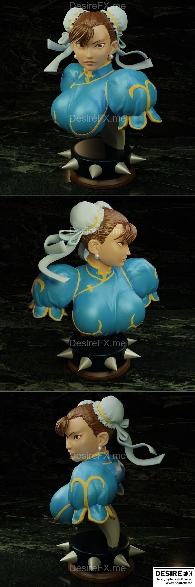 街霸3D打印模型·春丽|Bust Chun-li Bust – Street Fighter – 3D Print Model STL