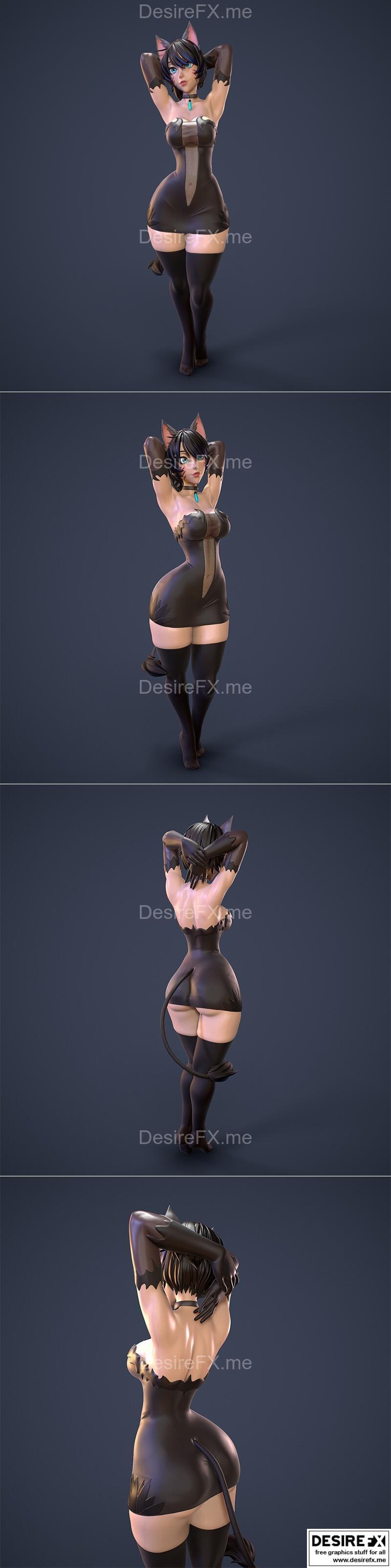 Rushzilla猫女3D打印模型|Rushzilla – Cat Girl – 3D Print Model STL