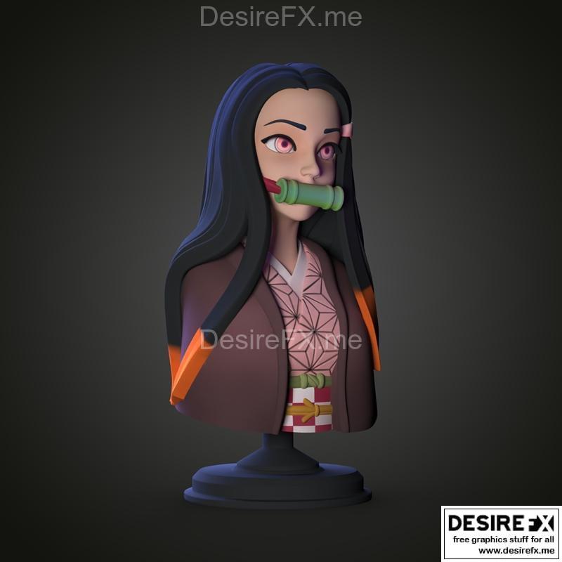 《火之神的降世：涅古佐3D打印模型》|Demon Slayer Nezuko Bust – 3D Print Model STL