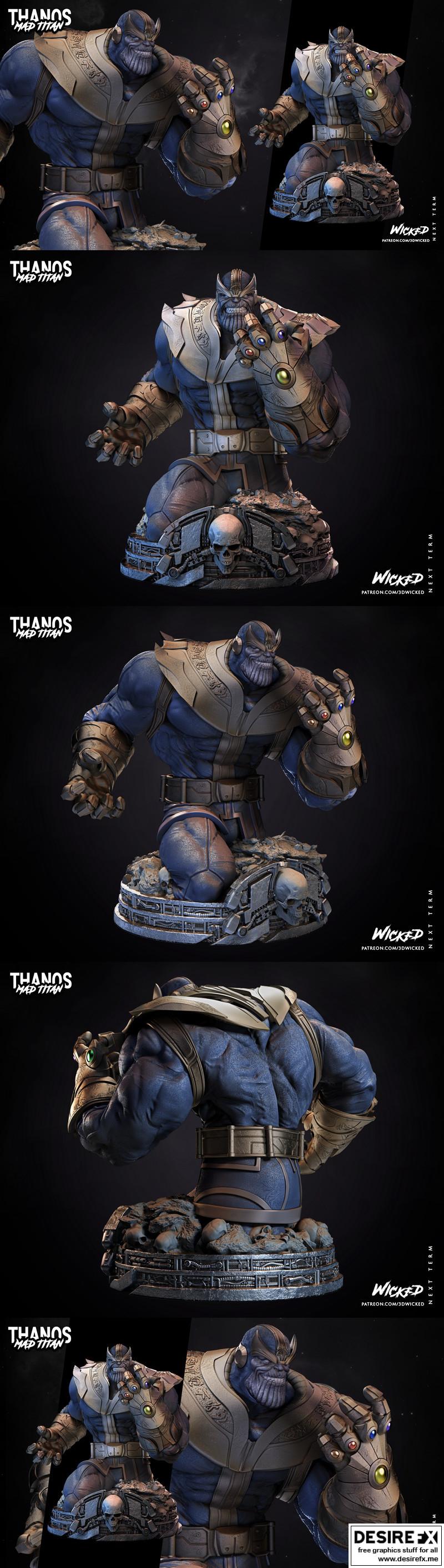 旺达幻视 无限手套 复仇者联盟 3D打印雕像|Wicked – Thanos – The Infinity Gauntlet – The Avengers – Marvel Comics – 3D Print Bust