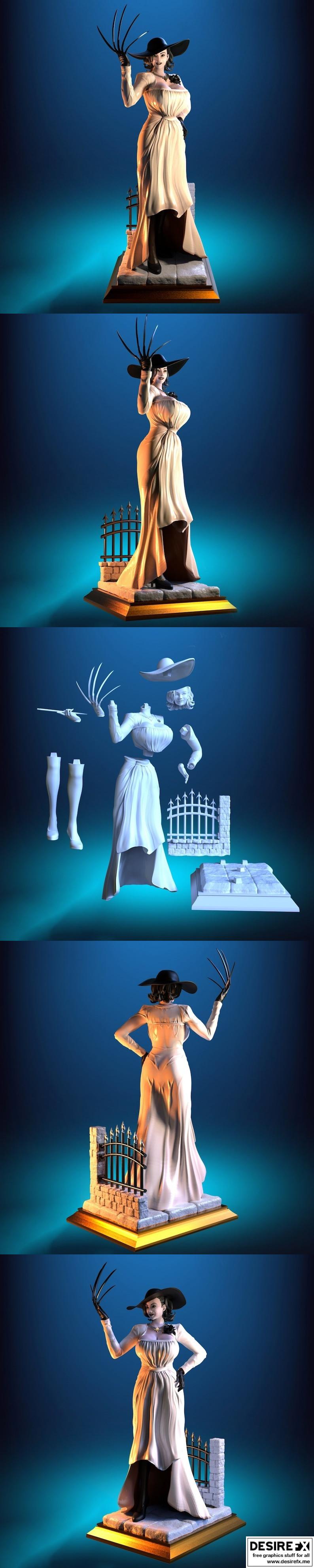 3D打印模型：生化危机村庄 Lady Dimitrescu|Lady Dimitrescu – Resident Evil Village – 3D Sculpture Print