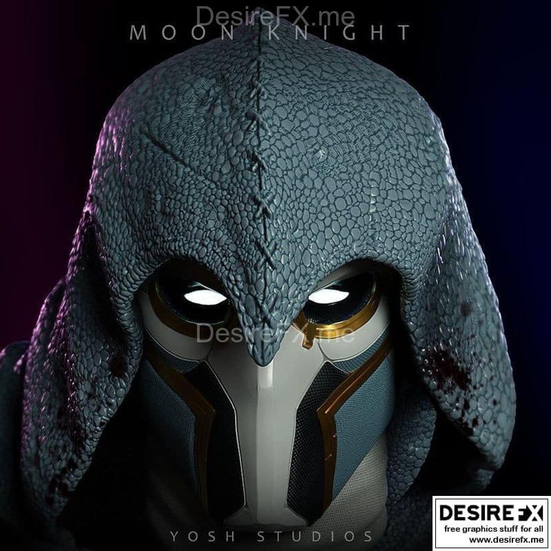 月光骑士（Moon Knight）定制3D打印头盔模型|Marvel – Moon Knight (Custom) helmet – 3D Print Model STL