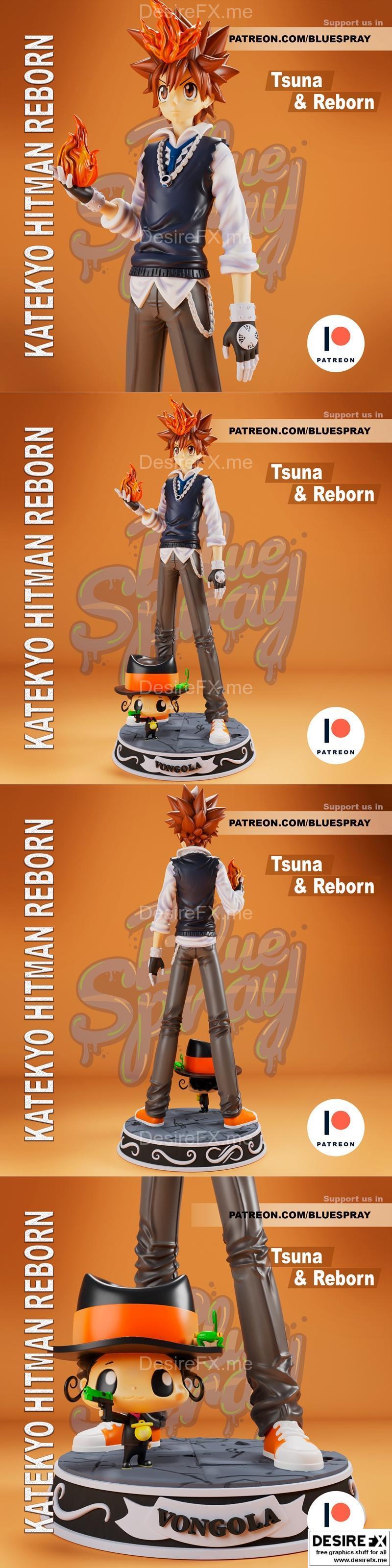 蓝喷雾 - 青色的重生 -  Tsuna Sawada 3D打印模型|Blue Spray – Tsuna Sawada and Reborn – 3D Print Model STL