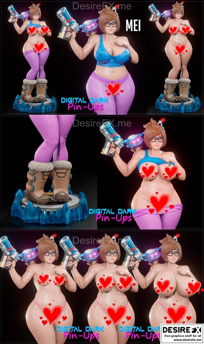 Overwatch梅伊与雪球 3D打印模型|Digital Dark Pin-Ups – Mei and Snowball (Overwatch) – 3D Print Model STL
