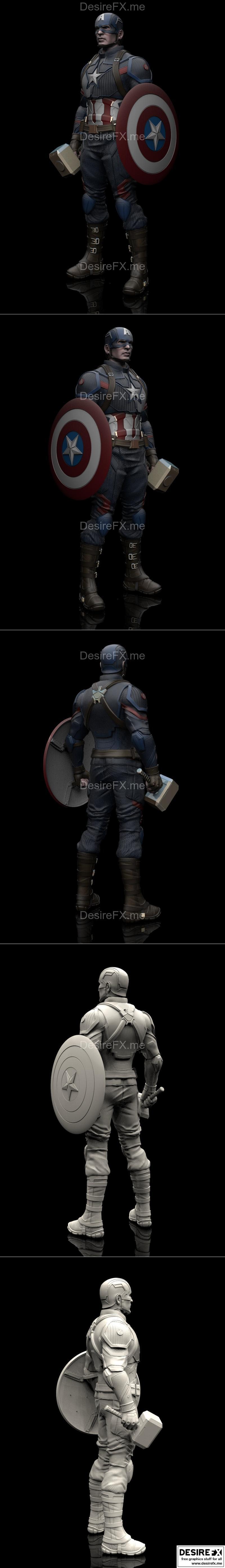 终局之战钢铁侠雕像 3D打印模型|Captain America Statue endgame – 3D Print Model STL