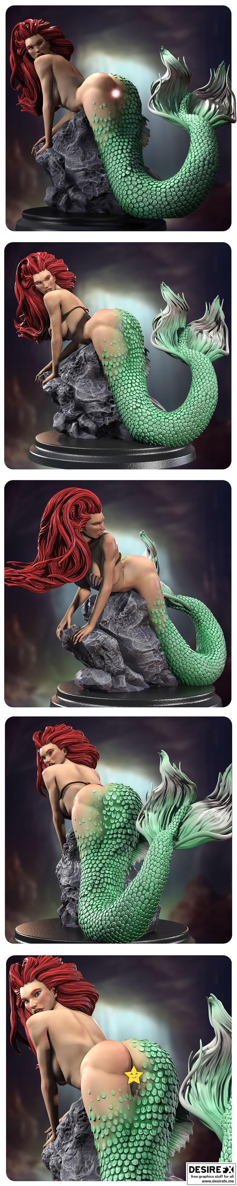小诡异美人鱼——小美人鱼阿依丽3D打印模型|Siryll – Little Creepy Mermaid – Ariel Pinup – 3D Print Model STL