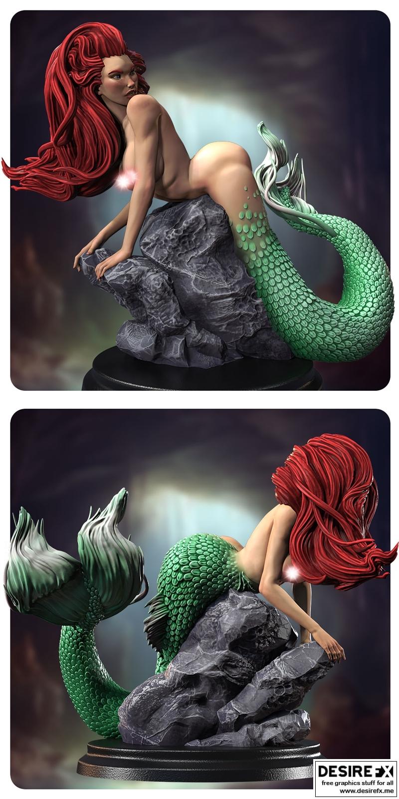小诡异美人鱼——小美人鱼阿依丽3D打印模型|Siryll – Little Creepy Mermaid – Ariel Pinup – 3D Print Model STL