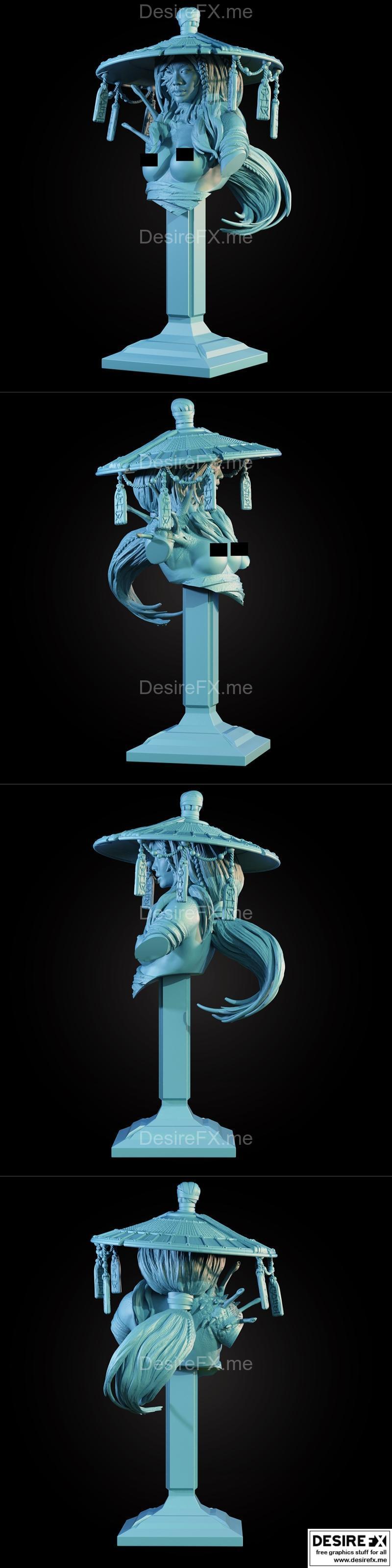 腐坏艺伎——3D打印模型|Corrupted Geisha Bust – 3D Print Model STL