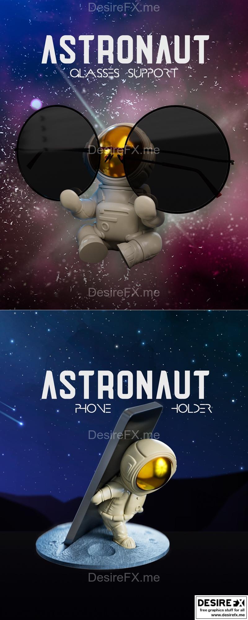 宇航员眼镜与宇航员手机——3D打印模型|Astronaut Glasses and Astronaut Phone – 3D Print Model STL
