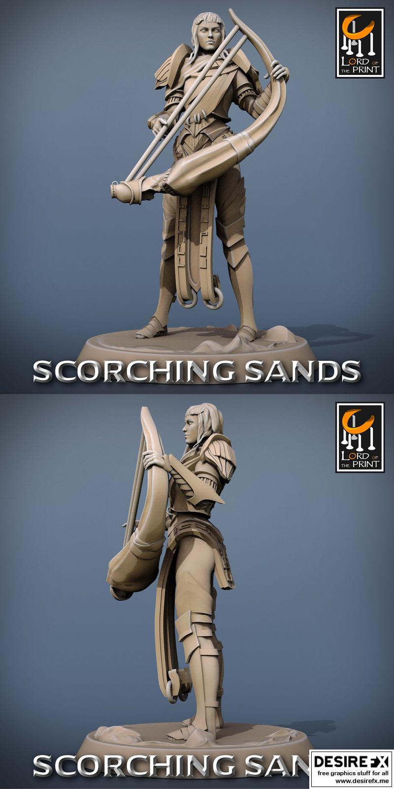 埃及沙海战士乐手 3D打印模型|Lord of the Print – Scorching Sands – Egyptian Soldier Musician – 3D Print Model