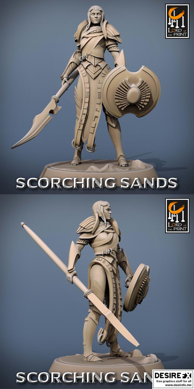 焚沙之王——埃及士兵步兵3D打印模型|Lord of the Print – Scorching Sands – Egyptian Soldier Lance Stand – 3D Print Model