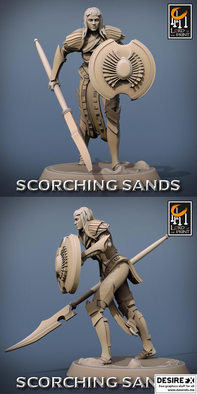 埃及沙海战兵冲锋 3D打印模型|Lord of the Print – Scorching Sands – Egyptian Soldier Lance Run – 3D Print Model