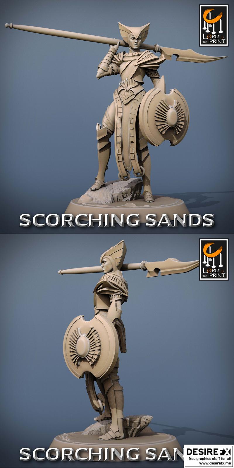 埃及沙海战将——3D打印战士模型|Lord of the Print – Scorching Sands – Egyptian Soldier Lance Chief – 3D Print Model