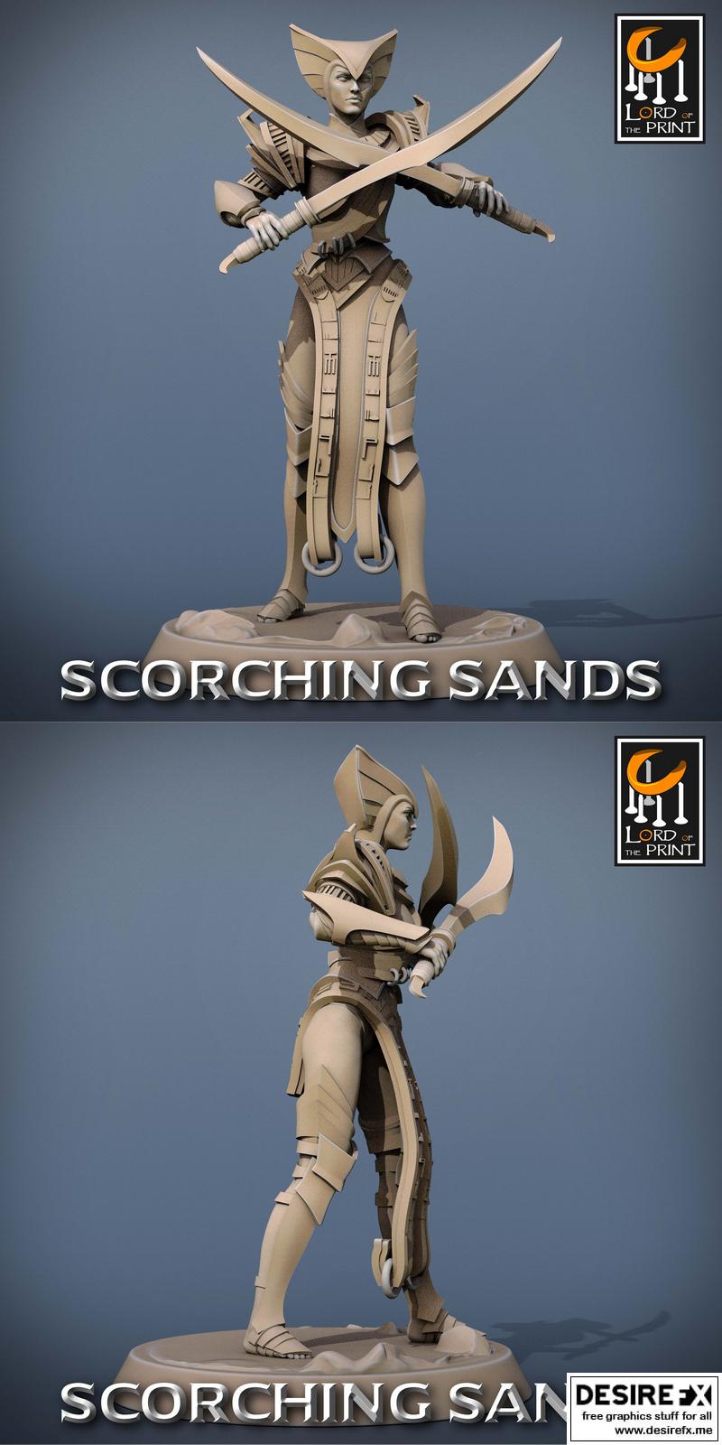 沙海烈焰：埃及士兵弯刀步履 3D打印模型|Lord of the Print – Scorching Sands – Egyptian Soldier Khopesh Walk – 3D Print Model