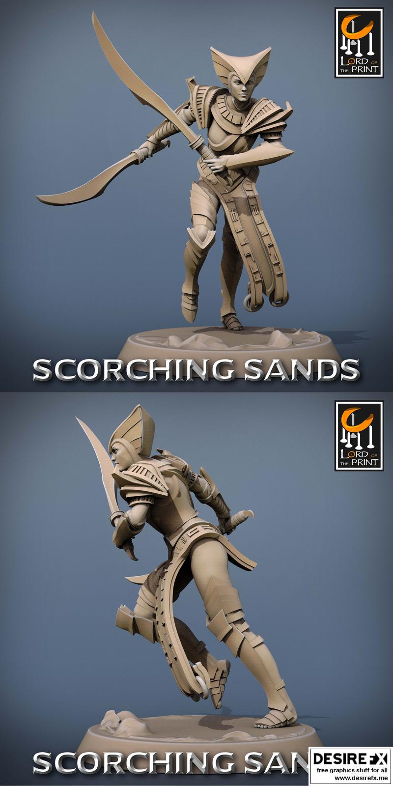 沙海烈焰：埃及战士弯刀奔跑3D打印模型|Lord of the Print – Scorching Sands – Egyptian Soldier Khopesh Run – 3D Print Model