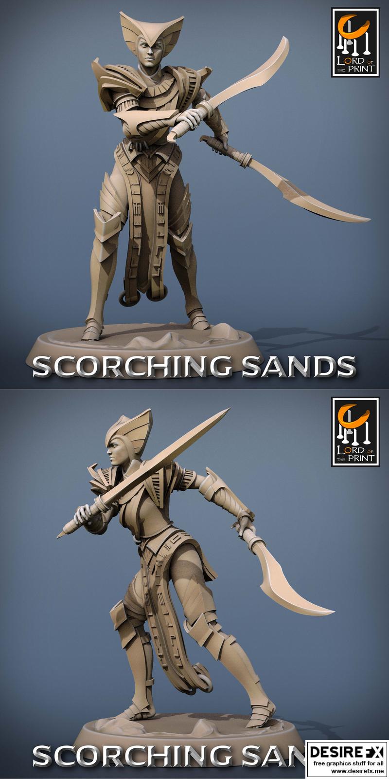 沙海烈焰：埃及士兵弯刀突袭 3D打印模型|Lord of the Print – Scorching Sands – Egyptian Soldier Khopesh Attack – 3D Print Model
