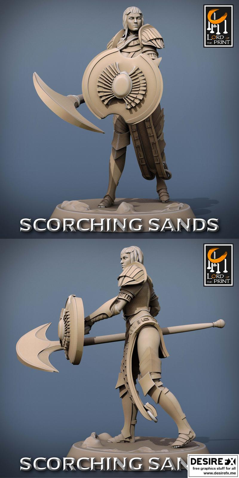 埃及士兵战斧漫步 3D打印模型|Lord of the Print – Scorching Sands – Egyptian Soldier Axe Walk – 3D Print Model