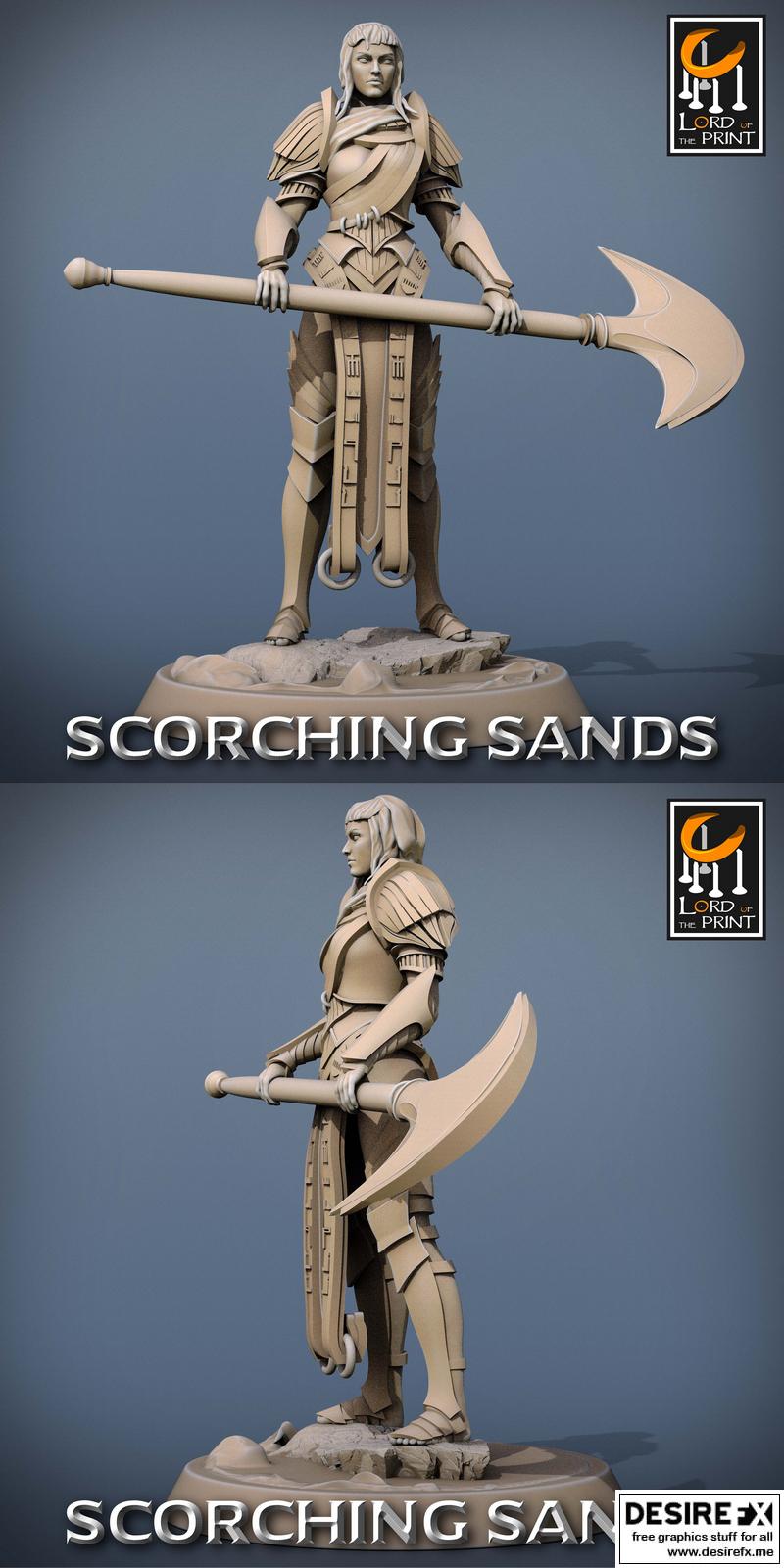 埃及沙海战斧将军 3D打印模型|Lord of the Print – Scorching Sands – Egyptian Soldier Axe Chief – 3D Print Model