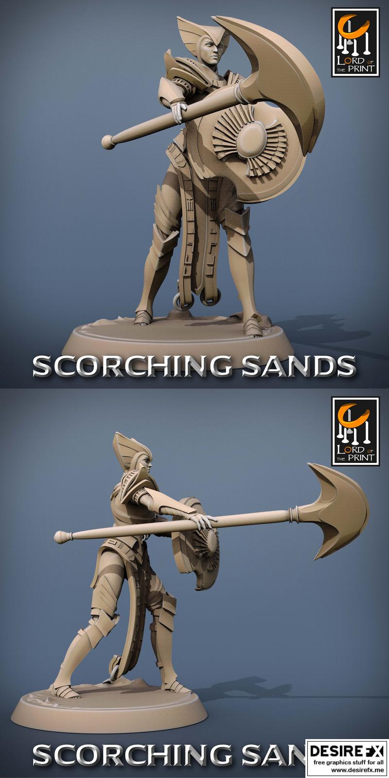 埃及士兵战斧模型——沙暴之境3D打印作品|Lord of the Print – Scorching Sands – Egyptian Soldier Axe Attack – 3D Print Model