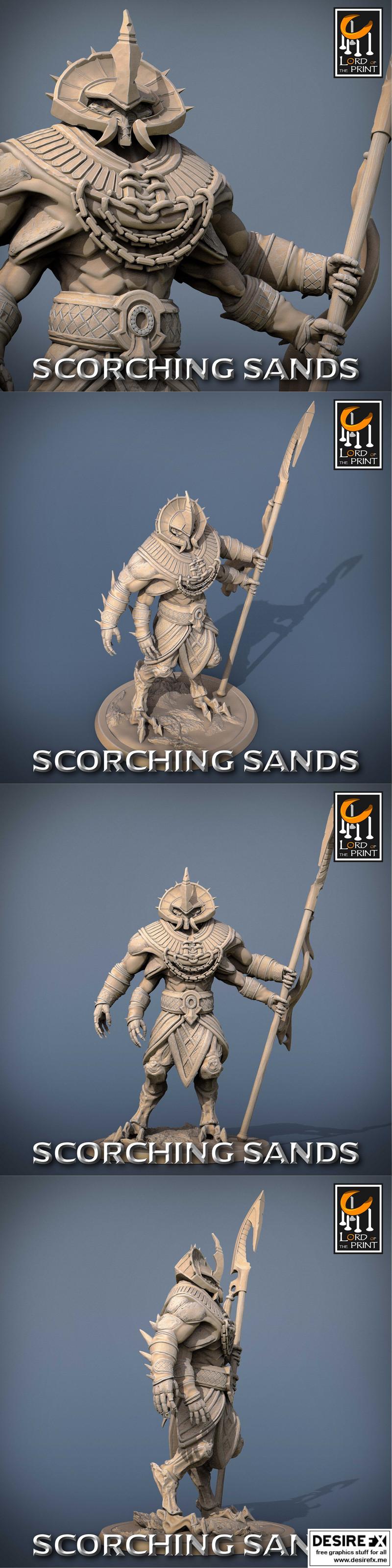 印刻之王——沙暴烈焰——蝗虫守卫者 3D打印模型|Lord of the Print – Scorching Sands – Locust Guard Right – 3D Print Model