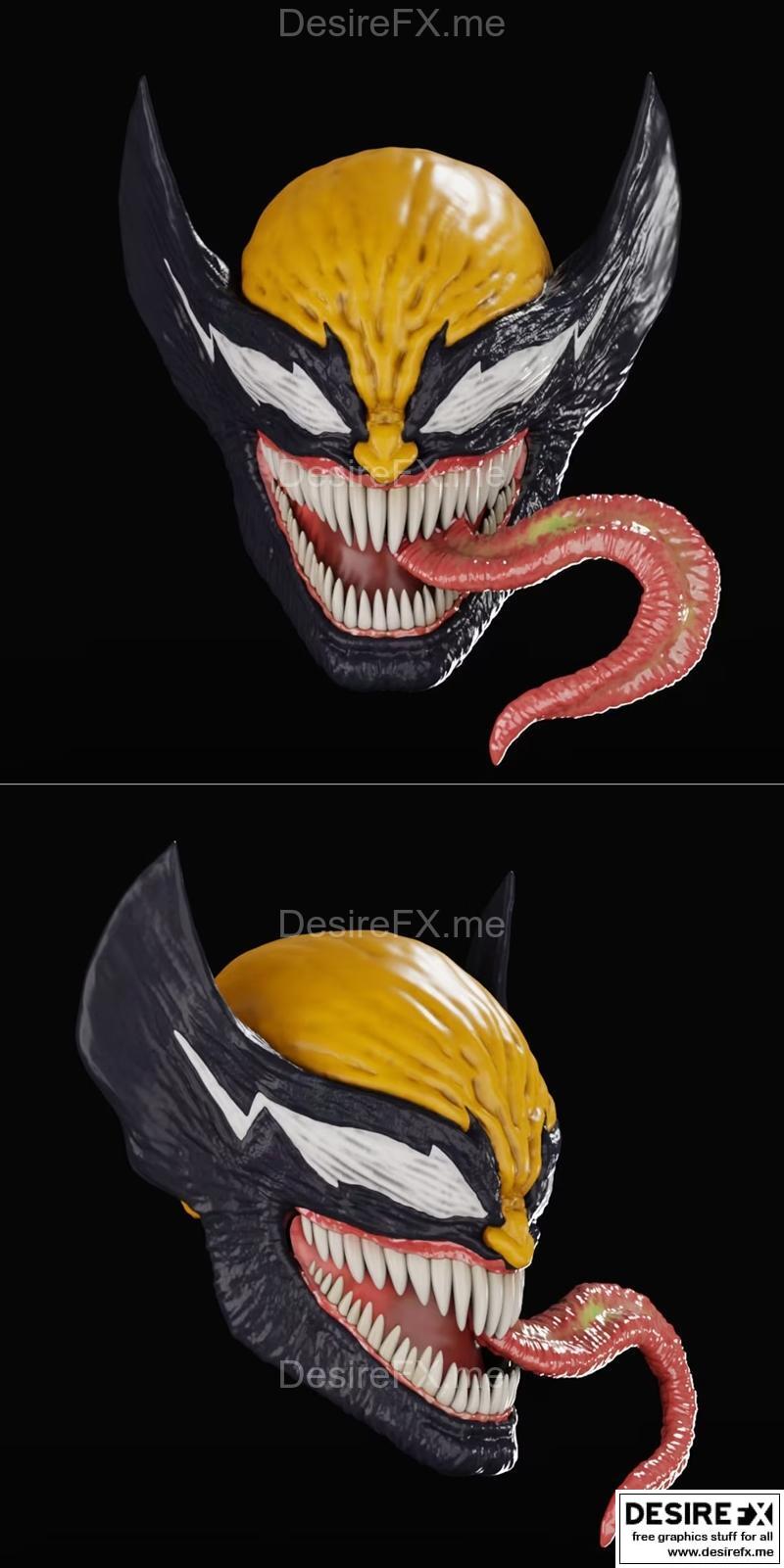 Venom与金刚狼联动3D打印头盔模型|Marvel – Venom Wolverine helmet – 3D Print Model STL