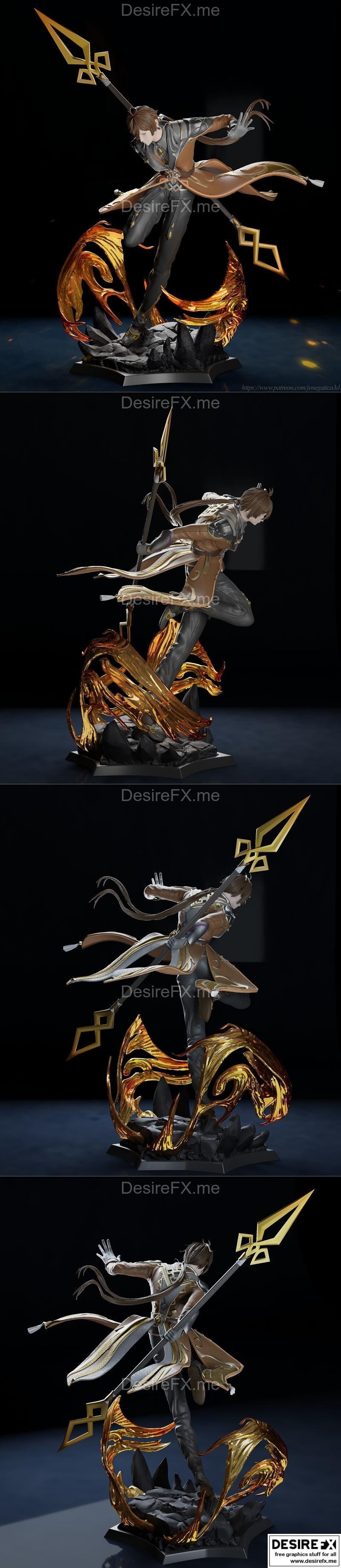 钟离-动漫角色-3D打印模型|Zhongli – Fan art Statue – 3D Print Model STL