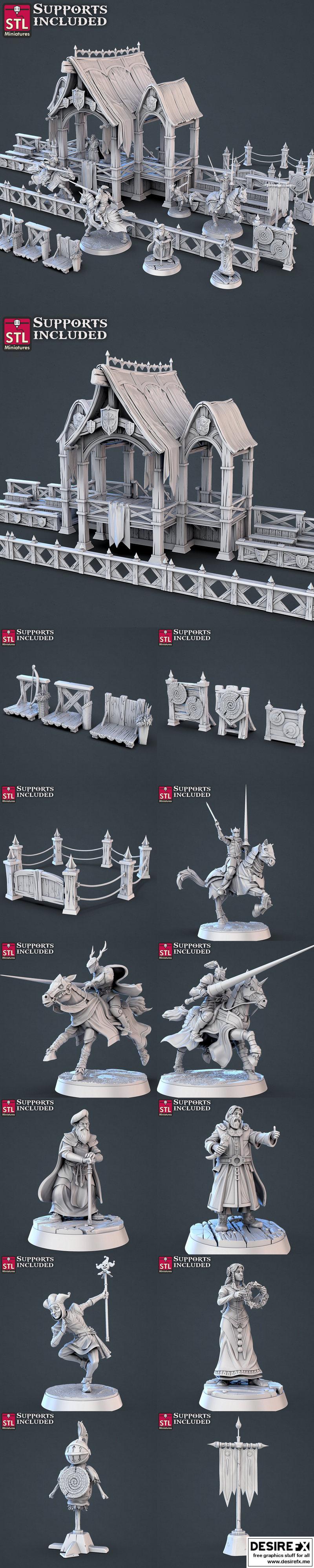 STL迷你模型：骑士对战套装|STL Miniatures – Jousting Set – 3D Print Model