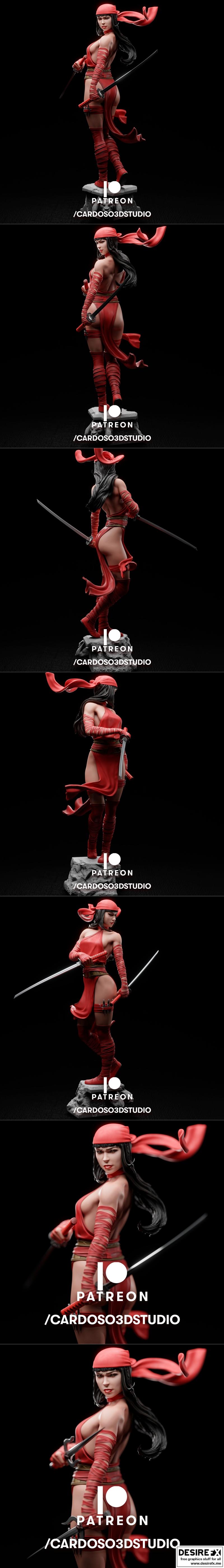 Cardoso 3D工作室 - Elektra雕像 - 3D打印模型|Cardoso 3d Studio – Elektra statue – 3D Print Model STL