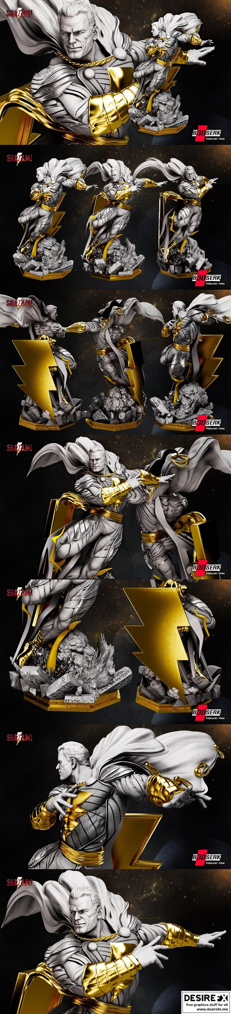 B3DSERK - 闪亮召唤 - 比利·巴顿 - 魔幻漫画3D打印雕塑|B3DSERK – Shazam – Billy Batson – Marvel Comics – 3D Print Sculpture