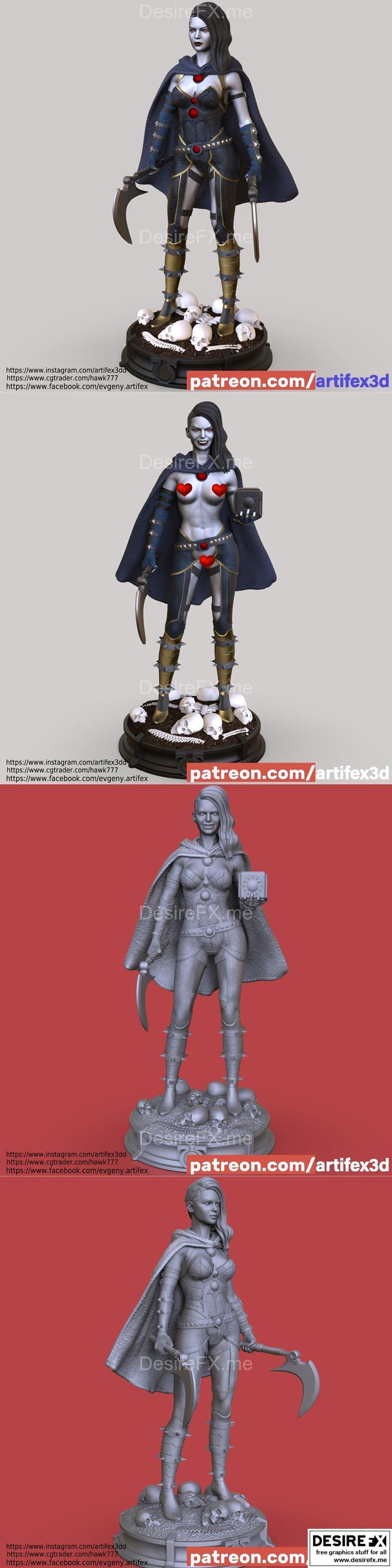 Artifex3d出品《暗黑神祇》——黑暗赛博格之女3D打印模型|Artifex3d – Grail – Daughter of Darkseid – 3D Print Model STL