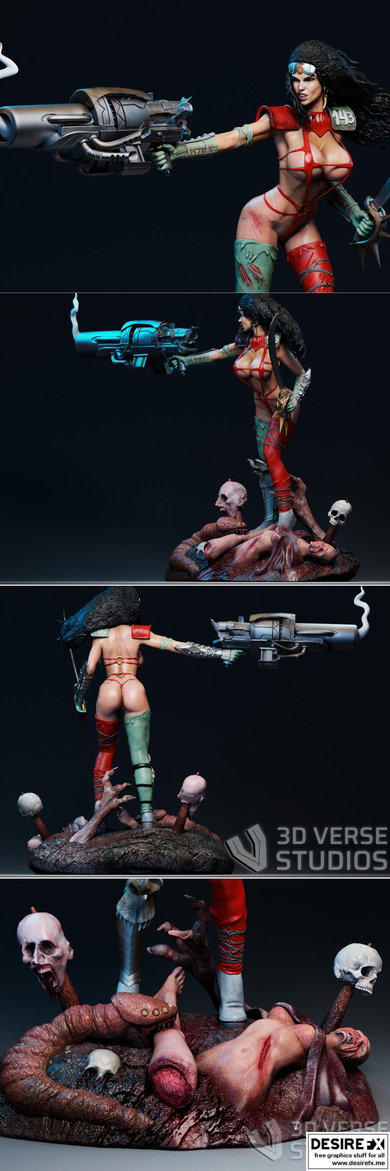 3D打印模型：Julie Strain角色精摹版|3d Verse Studios – Julie Strain – 3D Print Model STL