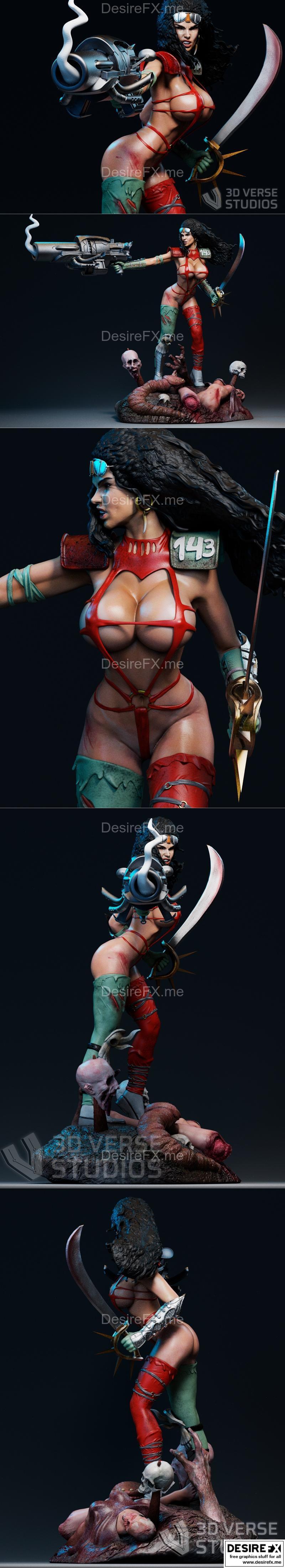 3D打印模型：Julie Strain角色精摹版|3d Verse Studios – Julie Strain – 3D Print Model STL