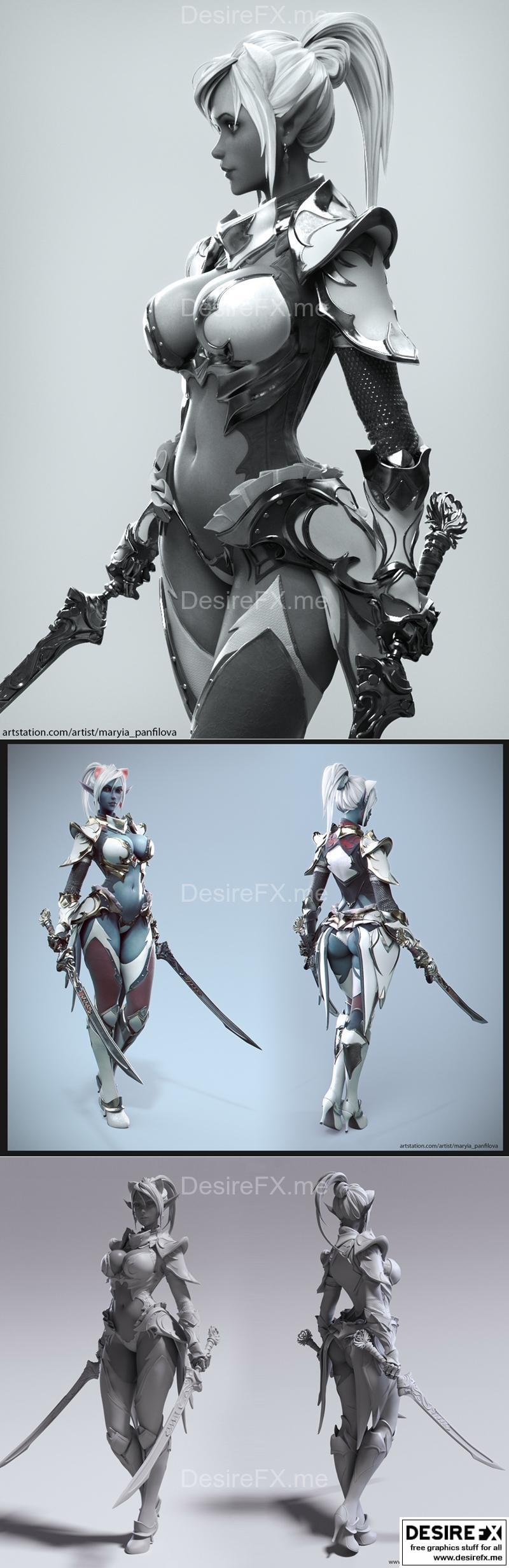 玛丽亚 - 黑暗精灵 - 3D打印模型|Maryia – Dark Elf – 3D Print Model STL