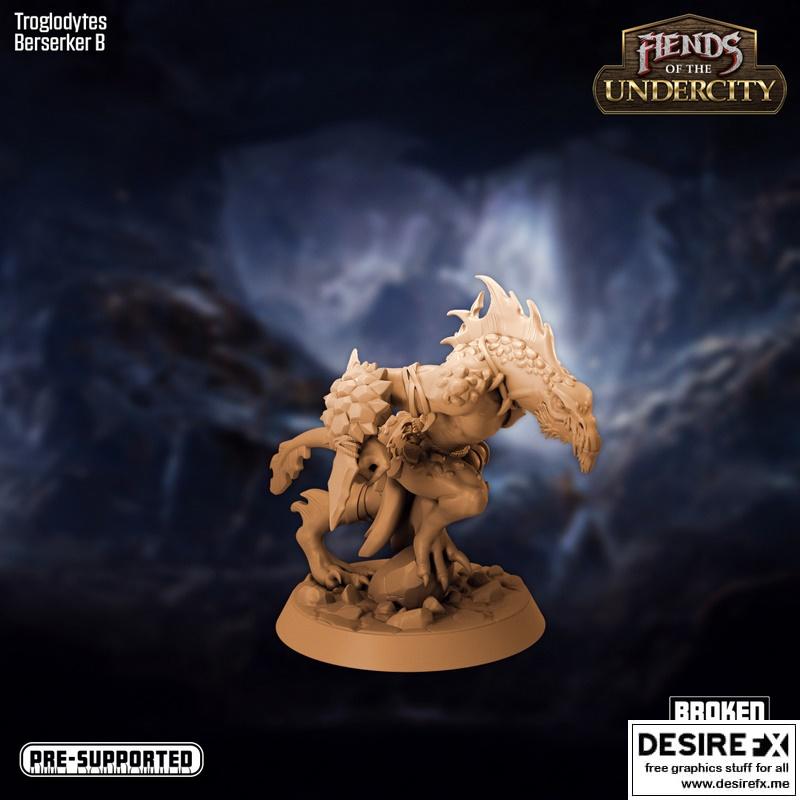 地下城的狂怒战士——3D打印模型|Fiends of the Undercity – Troglodyte Berserker B – 3D Print Model