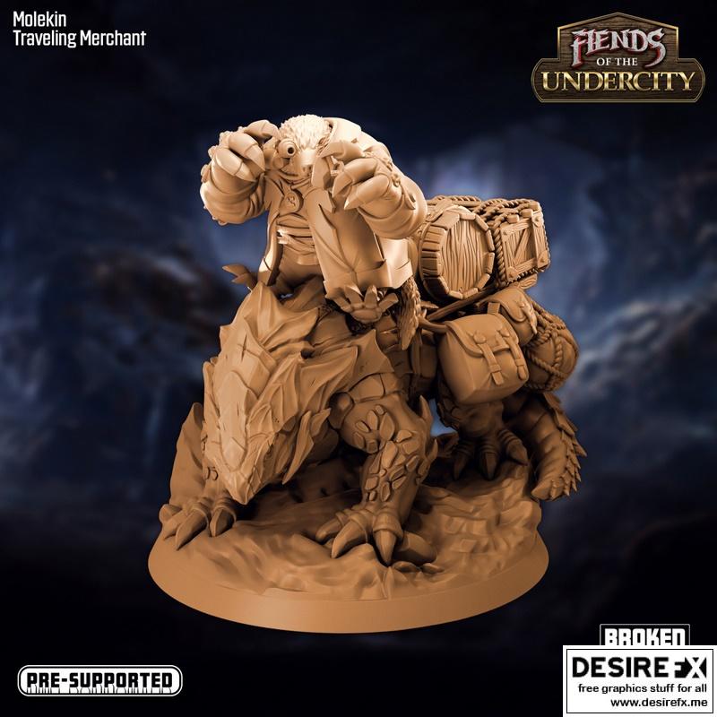 地下城的异乡商人——莫尔金3D打印模型|Fiends of the Undercity – Molekin Traveling Merchant – 3D Print Model